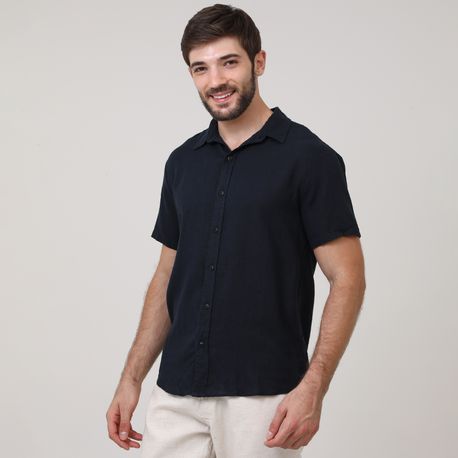 CAMISA MANGA CURTA LINHO 214259-A/B/C/D MARINHO P