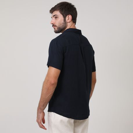 CAMISA MANGA CURTA LINHO 214259-A/B/C/D MARINHO P
