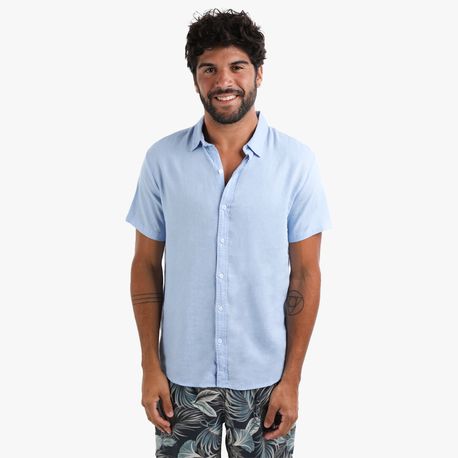 CAMISA MANGA CURTA LINHO 214259-A/B/C/D AZUL CLARO P