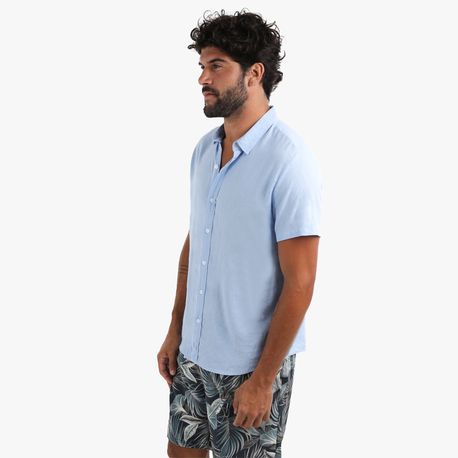 CAMISA MANGA CURTA LINHO 214259-A/B/C/D AZUL CLARO P