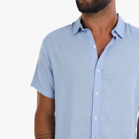 CAMISA MANGA CURTA LINHO 214259-A/B/C/D AZUL CLARO P