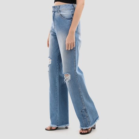 WIDE LEG BOTAO BARRA 100% 268495 JEANS 40