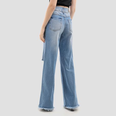 WIDE LEG BOTAO BARRA 100% 268495 JEANS 40