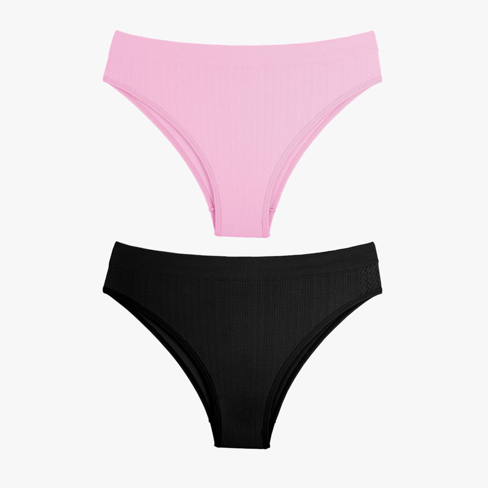 KIT C/ 2 CALCINHA S/ COSTURA 5195 MAKE/PRETO P
