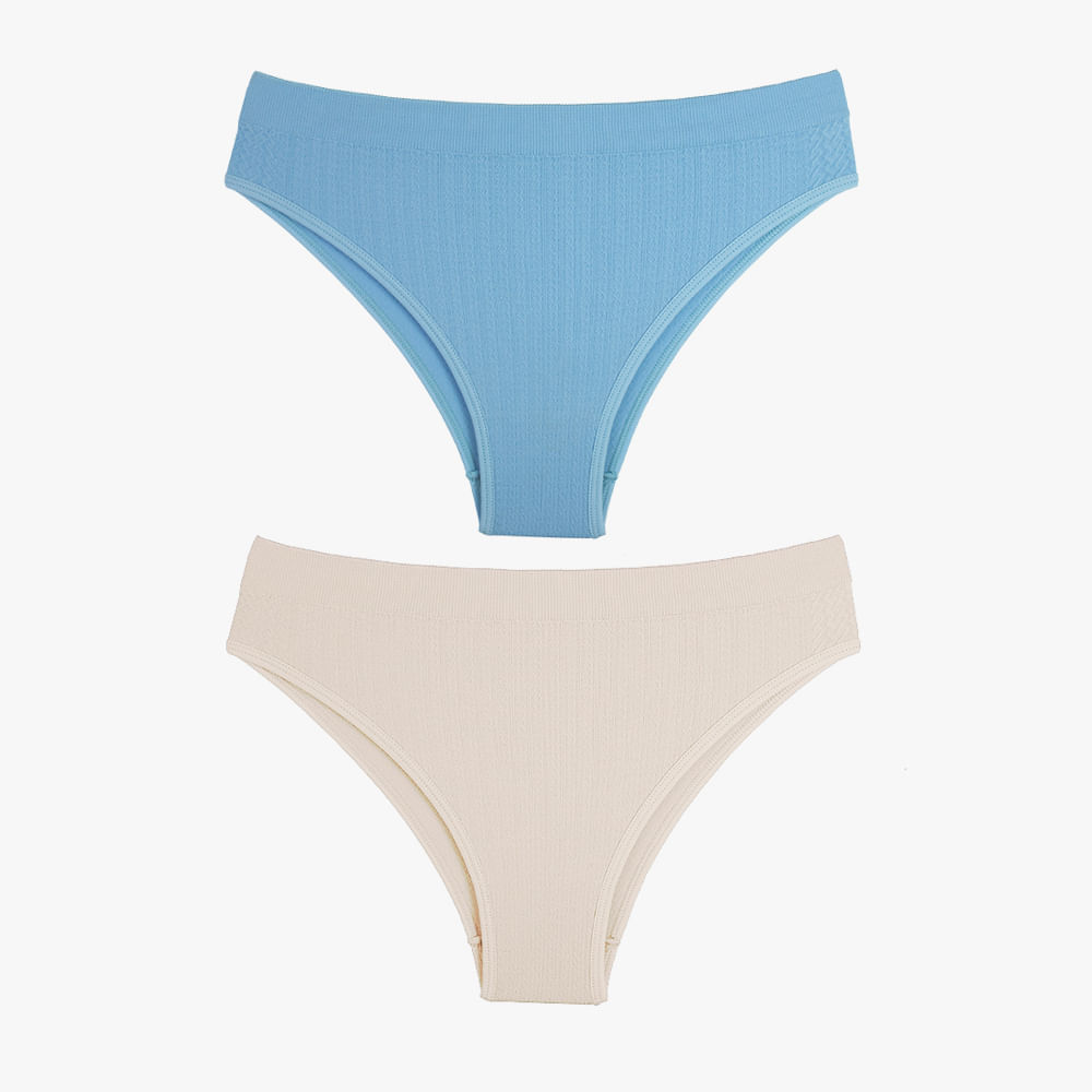 KIT C/ 2 CALCINHA S/ COSTURA 5195 ANIS/NATURE P