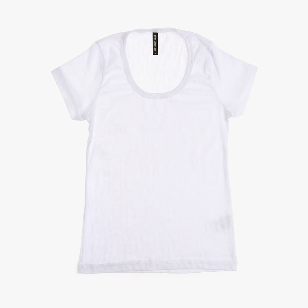 BLUSA MC GOLA REDONDA RIB BASICA 488 BRANCO G