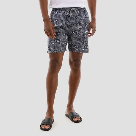 SHORTS TACTEL ESTAMPADO FOLHAGEM 140037 PRETO M