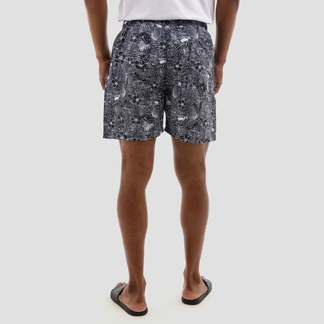 SHORTS TACTEL ESTAMPADO FOLHAGEM 140037 PRETO M
