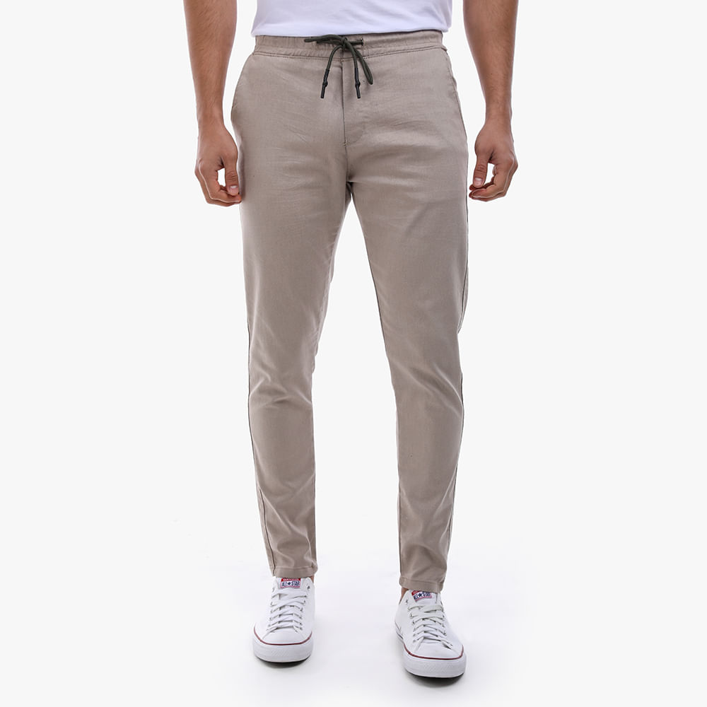 CALCA JOGGER SARJA ACETINADO COM CORDAO 602 AREIA G