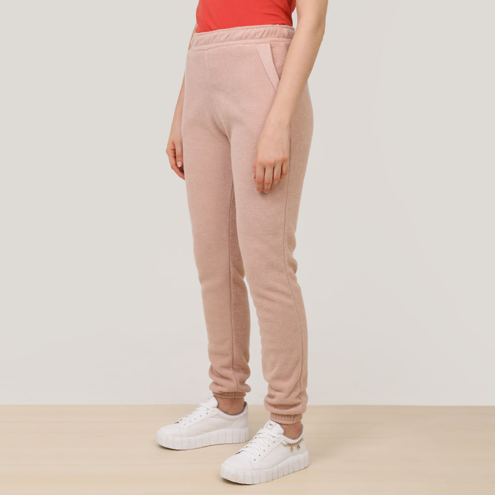CALCA JOGGER BOUGLE FELPADO COM RECORTE NO BOLSO B2687 BEGE P