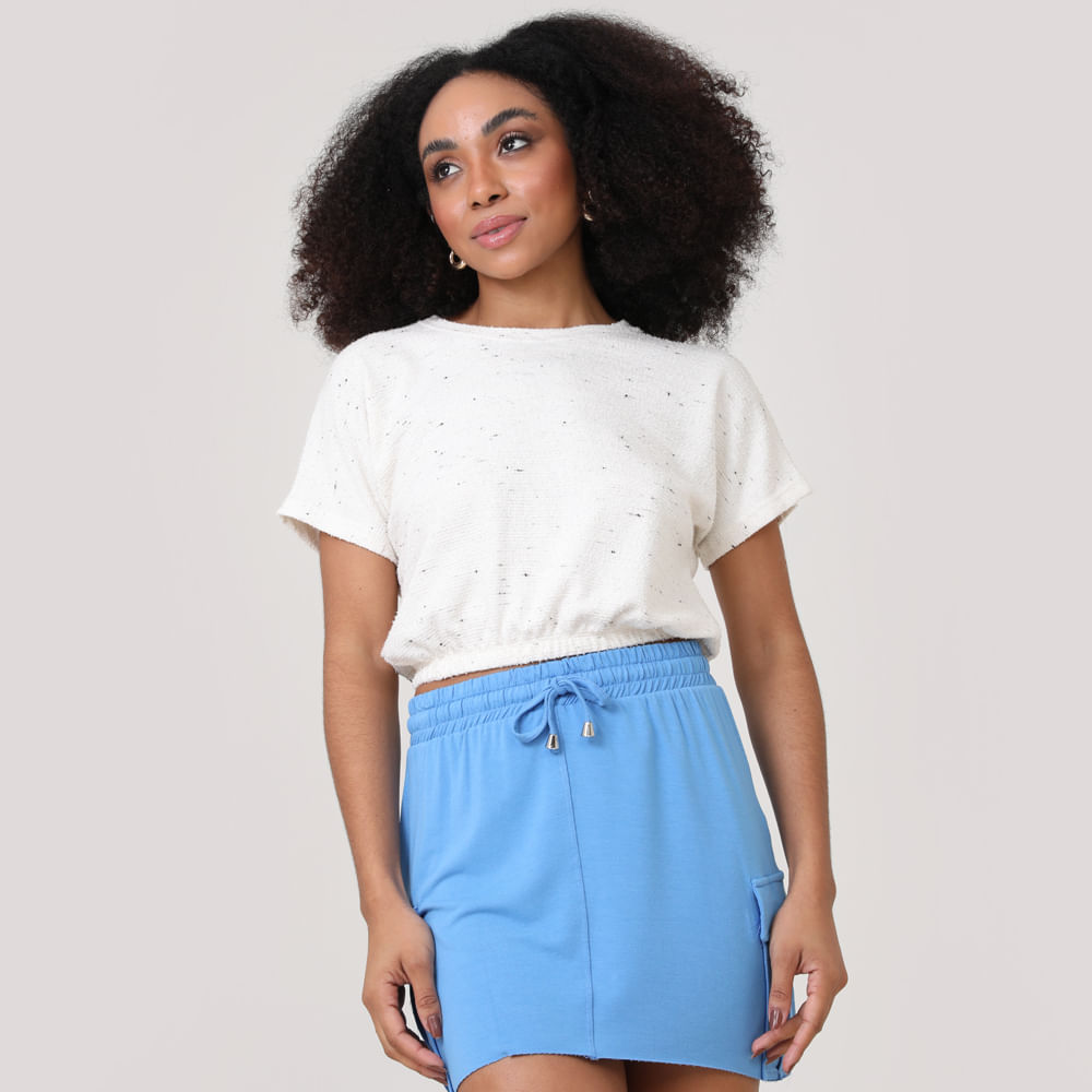 CROPPED MC ELASTICO TWEED 30682 OFF WHITE M