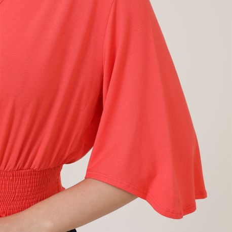 CROPPED MANGA AMPLA LASTEX 35592 LARANJA G