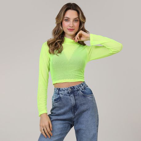 CROPPED GOLA ALTA TULE LISO 6614/7513 AMARELO P