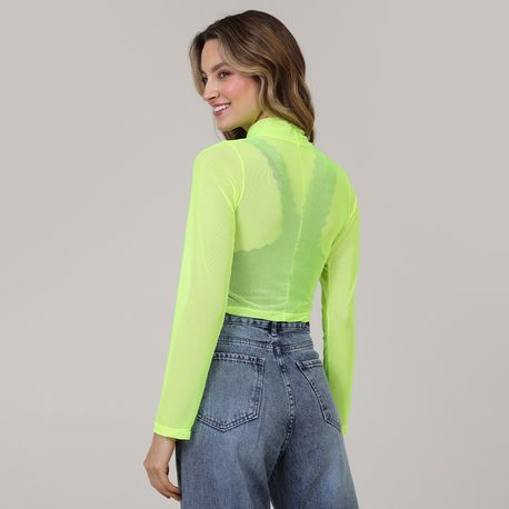 CROPPED GOLA ALTA TULE LISO 6614/7513 AMARELO P