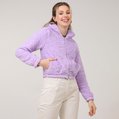 CROPPED ZIPER CAPUZ PELO 702820 LILAS M