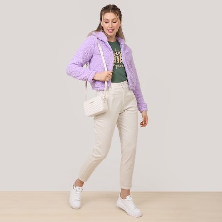 CROPPED ZIPER CAPUZ PELO 702820 LILAS M