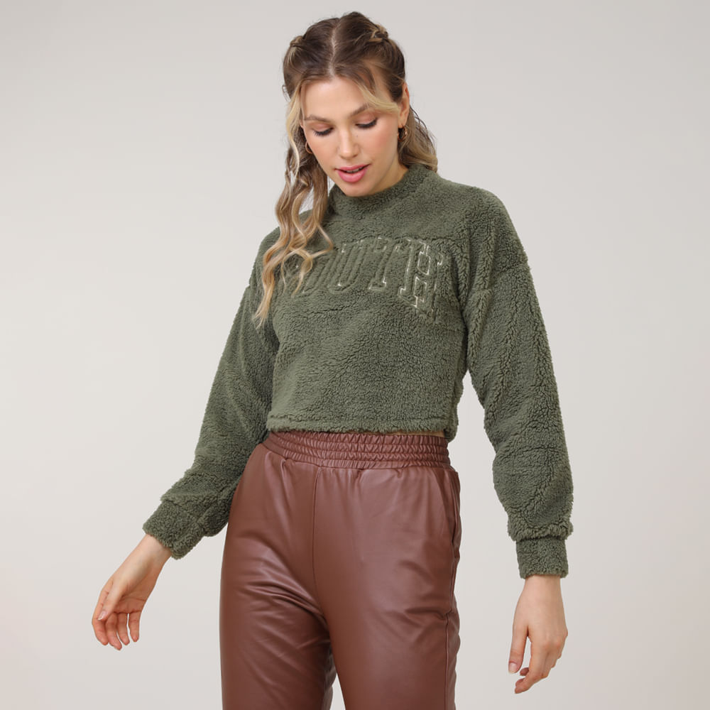 CROPPED PELO BORDADO 702815 VERDE M