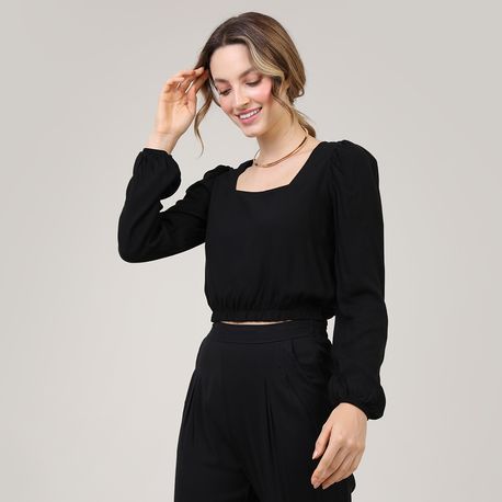 CROPPED ELASTICO ML TP 702848 PRETO M