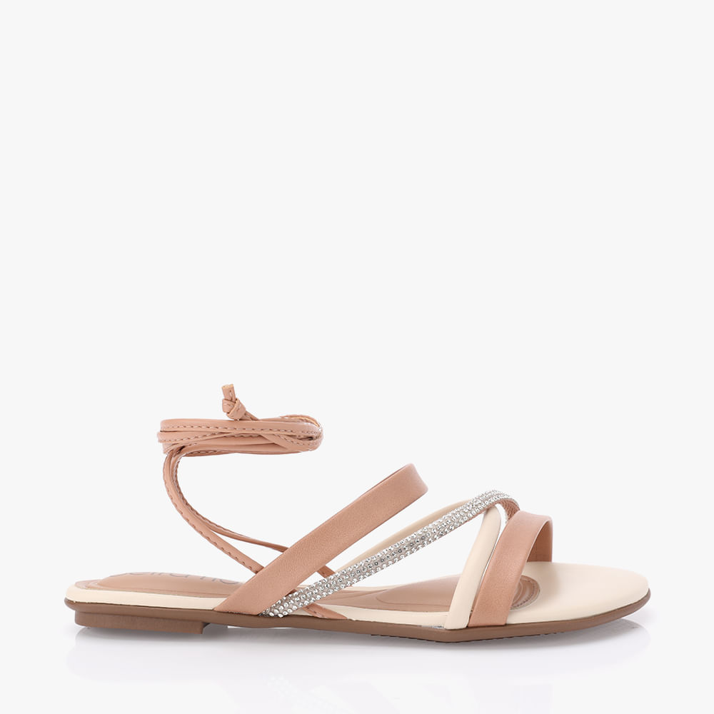 RASTEIRA SANDALIA AMARRAR STRASS 8384650 NUDE/NUDE/CREME/NUDE 38