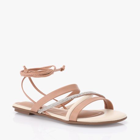 RASTEIRA SANDALIA AMARRAR STRASS 8384650 NUDE/NUDE/CREME/NUDE 38