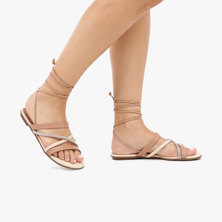 RASTEIRA SANDALIA AMARRAR STRASS 8384650 NUDE/NUDE/CREME/NUDE 38