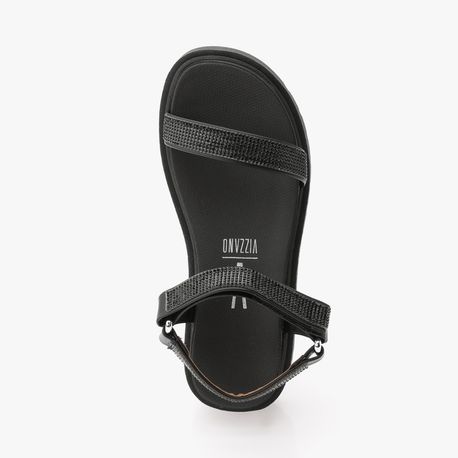RASTEIRA SANDALIA VELCRO STRASS 6499103 PTO/PTO CRISTAL 34
