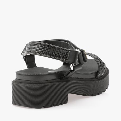 RASTEIRA SANDALIA VELCRO STRASS 6499103 PTO/PTO CRISTAL 34