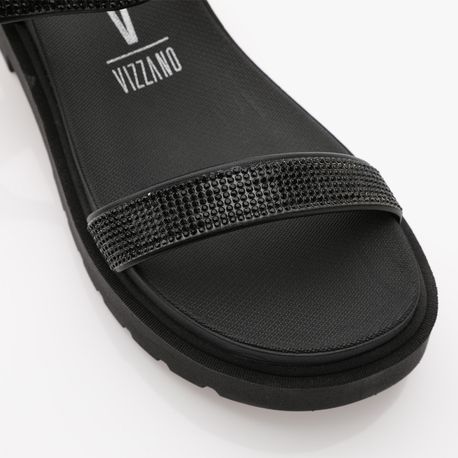 RASTEIRA SANDALIA VELCRO STRASS 6499103 PTO/PTO CRISTAL 34