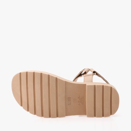 RASTEIRA SANDALIA VELCRO STRASS 6499103 BEGE/ BRONZE CRISTAL 34