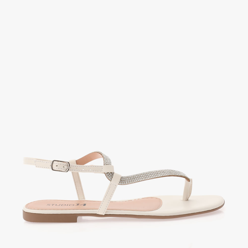 RASTEIRA STRASS CONTORNO 1400938 OFF WHITE/MANTA CRISTAL 36