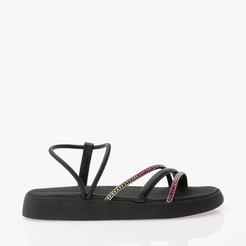 RASTEIRA SANDALIA CALCE FACIL STRASS COLORIDO 5469120 PTO/PTO/MULTICOLOR 34