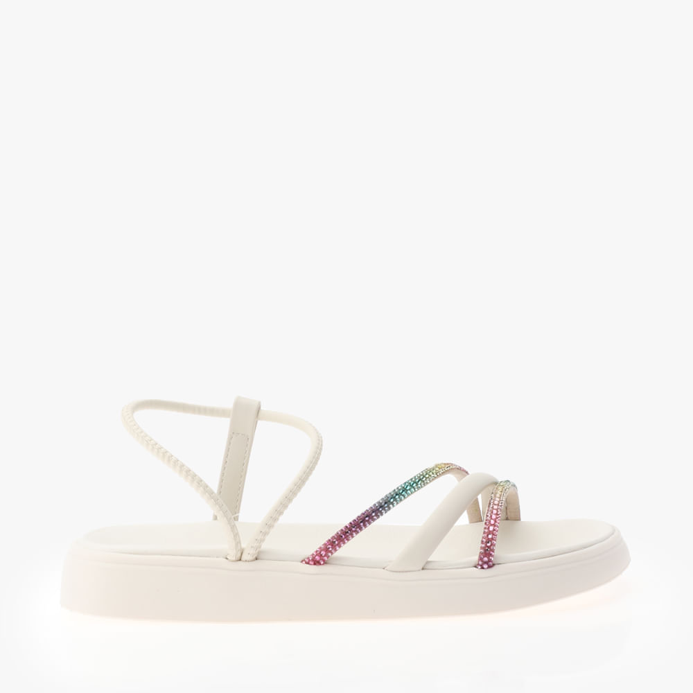 RASTEIRA SANDALIA CALCE FACIL STRASS COLORIDO 5469120 BCO OFF/CREME/MULTICOLOR 38
