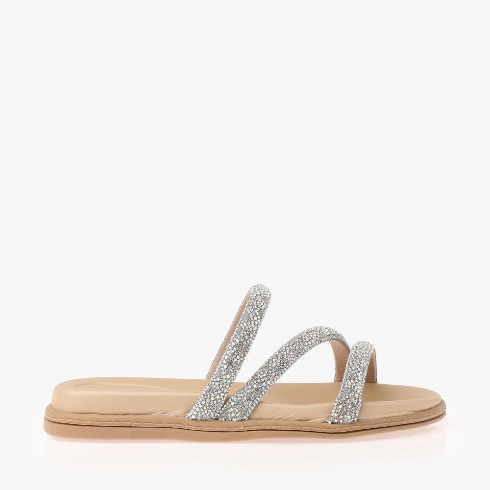 RASTEIRA SANDALIA BRILHO 3 TIRAS 8488108 PRATA CRISTAL/AURORA BOREAL 34