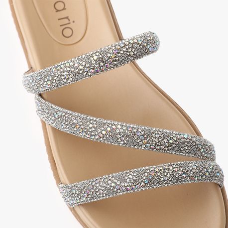 RASTEIRA SANDALIA BRILHO 3 TIRAS 8488108 PRATA CRISTAL/AURORA BOREAL 34