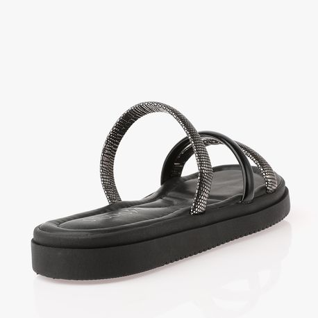 SANDALIA RASTEIRA 3 TIRAS E UMA DIAGONAL SD937A11213 ONIX/PTO/PTO/PTO 35