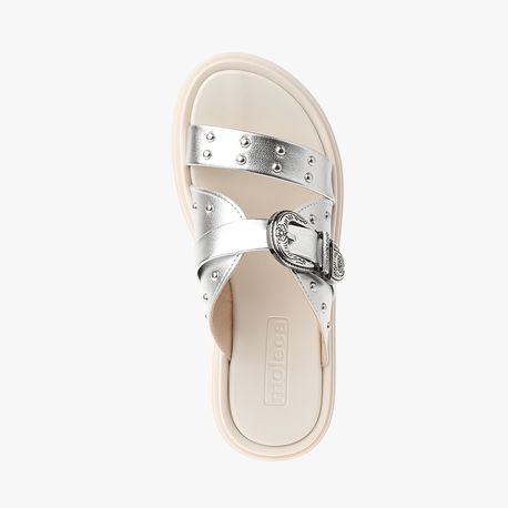 RASTEIRA SANDALIA FIVELA PIN  PRATA MET 35