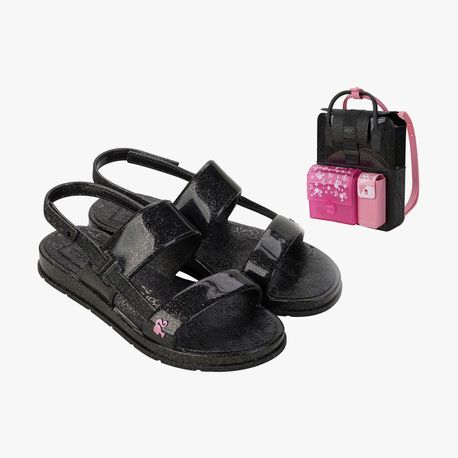SANDALIA RASTEIRA MOCHILA  BARBIE   JUV MNA 23067 BF286- PRETO GLITER 28