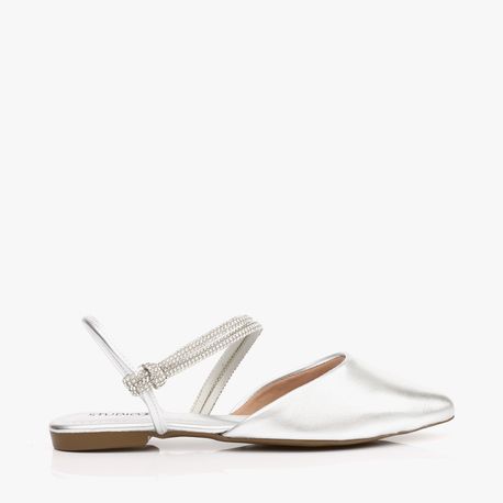 SAPATILHA SLINBACK STRASS NO SD9005182 PRATA NP EGEU/CRISTAL MANTA 35