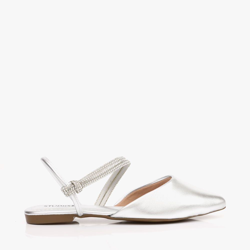 SAPATILHA SLINBACK STRASS NO SD9005182 PRATA NP EGEU/CRISTAL MANTA 35