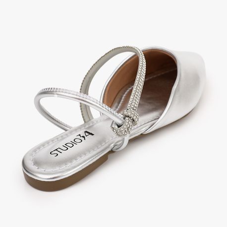 SAPATILHA SLINBACK STRASS NO SD9005182 PRATA NP EGEU/CRISTAL MANTA 35