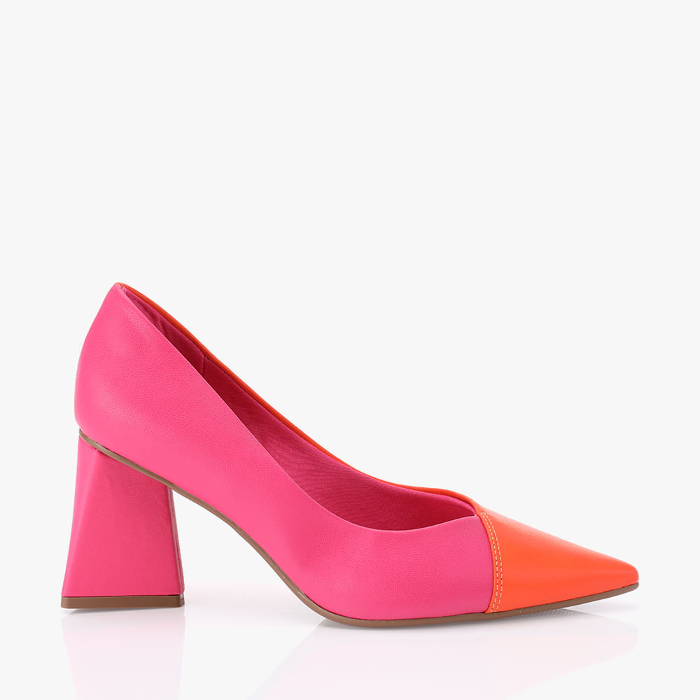 SCARPIN SALTO TRIANGULO T7024262 LARANJA/FUCSIA 34