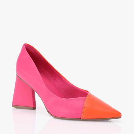SCARPIN SALTO TRIANGULO T7024262 LARANJA/FUCSIA 34