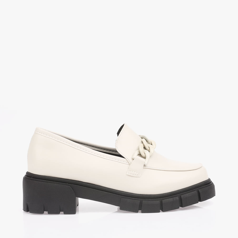 MOCASSIM TRATORADO CORRENTE ANTONELA 1 OFF WHITE/PRETO 37