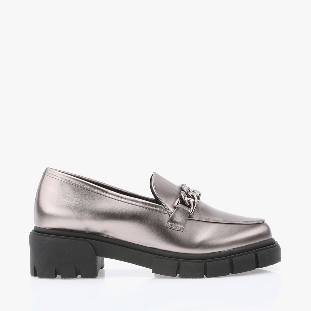MOCASSIM TRATORADO CORRENTE ANTONELA 1 PRATA VELHO/PRETO 36