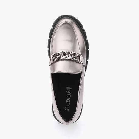 MOCASSIM TRATORADO CORRENTE ANTONELA 1 PRATA VELHO/PRETO 36
