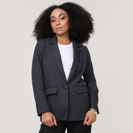 BLAZER ALONGADO LINHO 410573 PRETO P