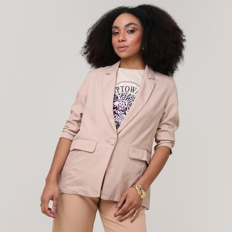 BLAZER ALONGADO LINHO 410573 BEGE P