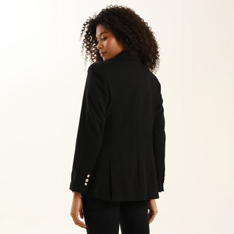 BLAZER ALONGADO TEXTURA BOTAO 410290 PRETO P