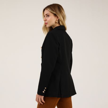 BLAZER ALONGADO BOTAO 410433 PRETO G
