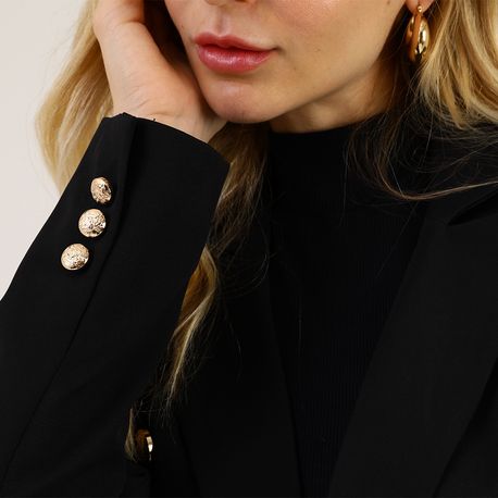 BLAZER ALONGADO BOTAO 410433 PRETO G